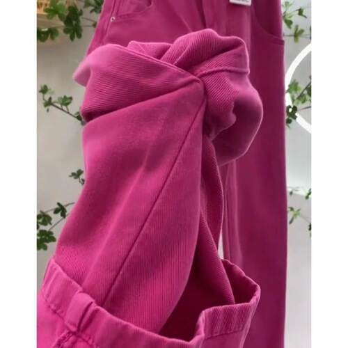 Dragon Fruit Color Slim Fit Wide Leg Women's Autumn/Winter New Loose High-Waist Slimming Plus Size Straight Leg Pants