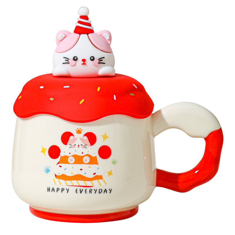 Taza de marca con tapa linda amiga regalo de cumpleaños de café de cerámica taza de agua doméstica de alto valor de oficina