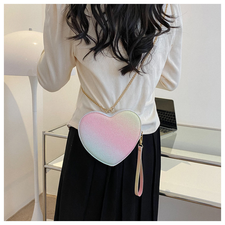 Women's New Heart Shaped Box Bag Chain Bag Fashion Shoulder Bag Crossbody Bag Solid PU_voghion.com