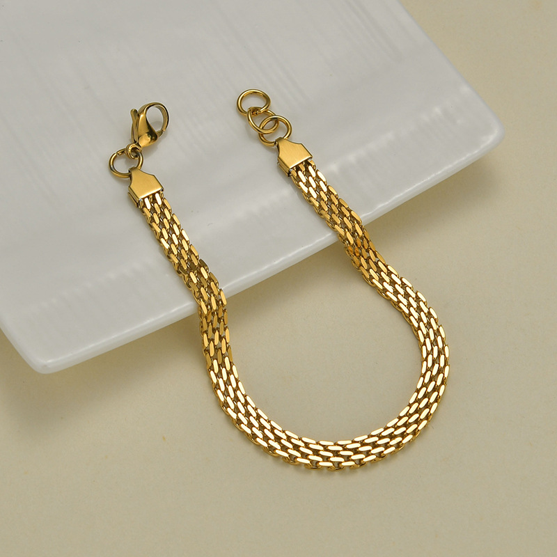 Trendy 6mm Square Simple Wild Thick Chain Bracelet display picture 5