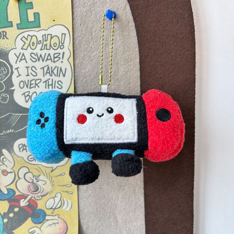 かわいいクリエイティブゲームコンソール赤と青のレトロなぬいぐるみクリエイティブバッグキーホルダー人形ゲームシティグラブマシン人形|undefined