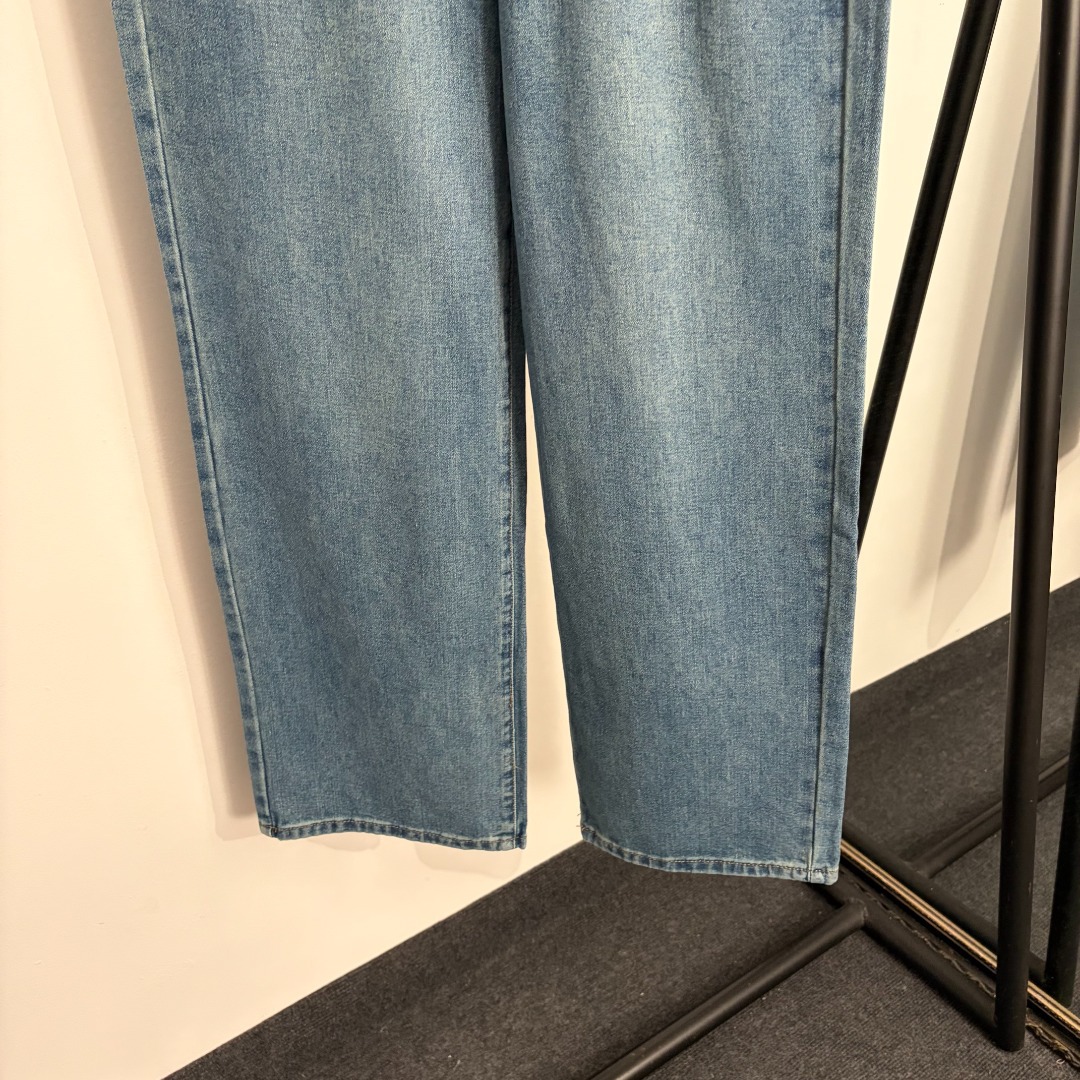 High-End Foreign Trade Stylish Slim-Fit Brand Premium New Denim Pants With Back Logo Embroidery And Pockets, Versatile_ecoleips.com