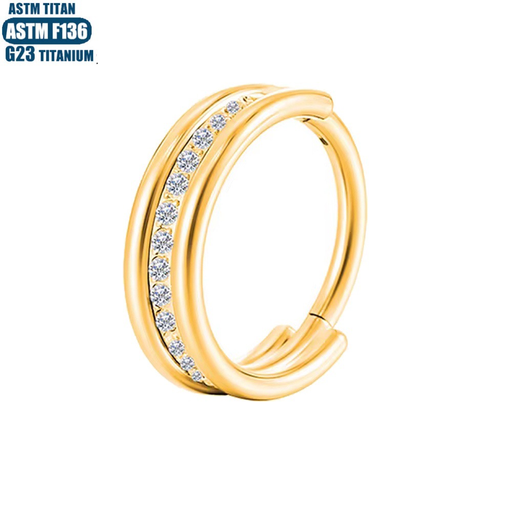 G23 Titanium Alloy Nose Ring Seamless Open Ring Middle Diamond Zircon CZ Septum Ring Ear Piercing Jewelry Fashion OL detail image 7
