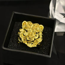 金毛狮王戒指男欧美嘻哈潮流霸气说唱街头小众精致个性黄金色指环