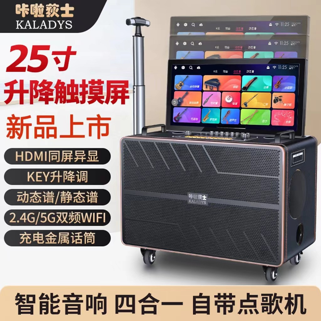 Kala Dishi Adjustable Screen Video Speaker High Power Home Ktv Audio Set Karaoke Machine All-In-One