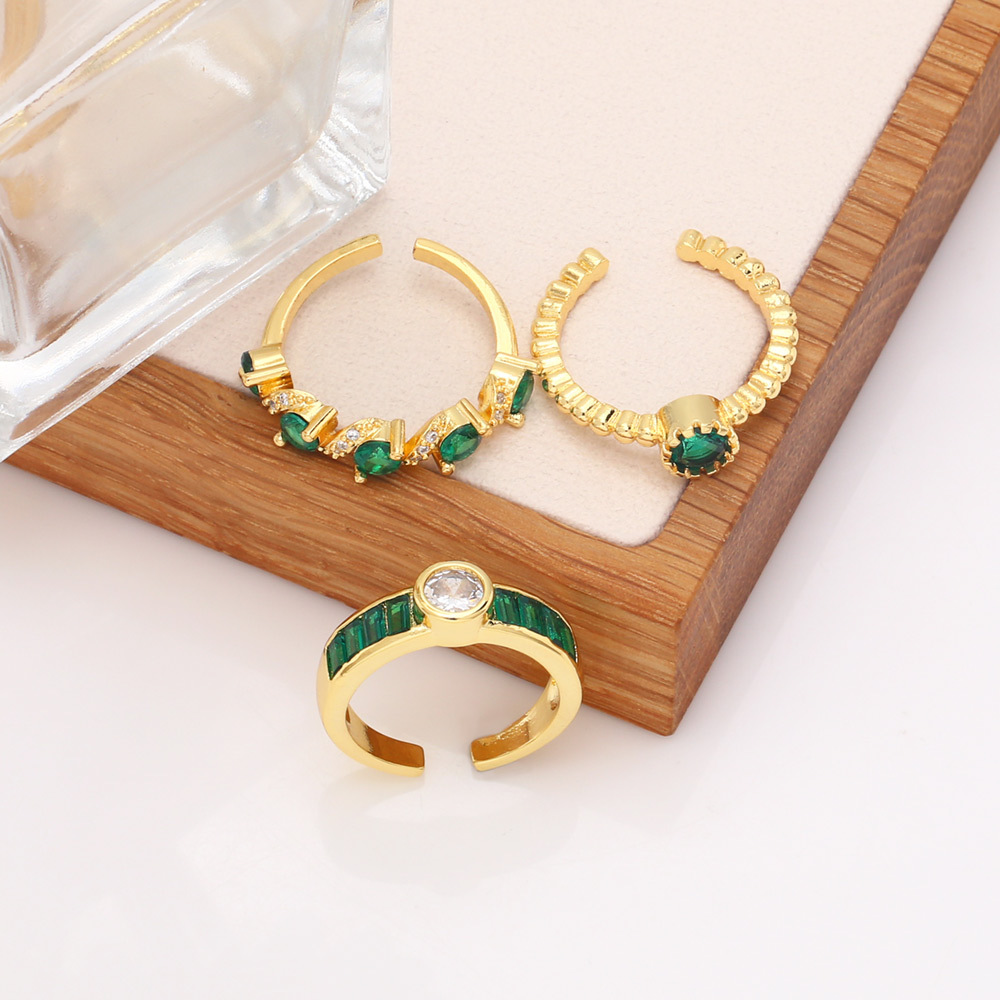 Fashion Round Copper Open Ring Plating Inlay Zircon Copper Rings