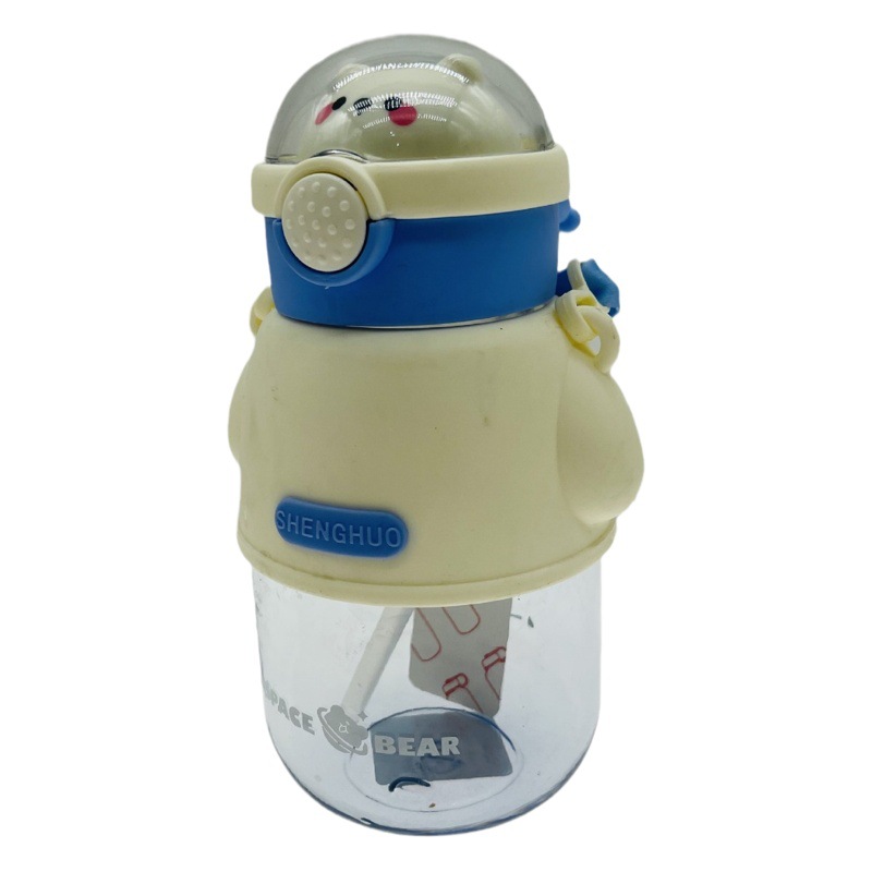 Baijia 5033 nuevos niños de la correa caliente lindo plástico transparente cabeza oso rebote cubierta con paja taza estudiante
