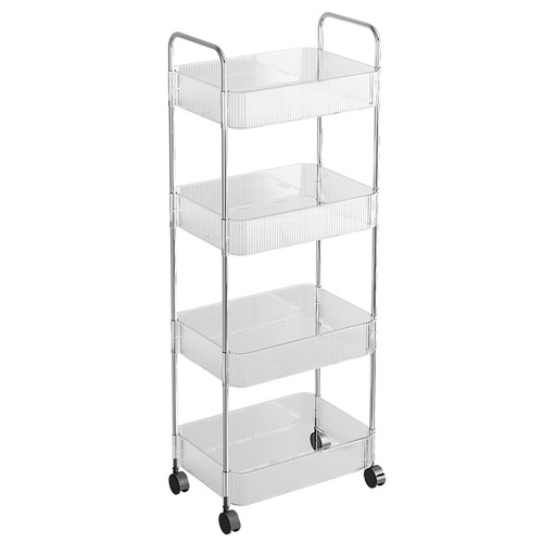 Acrylic Snack Cart Shelf Floor-Movable Bathroom Toilet Storage Box Multi-Layer Makeup Cabinet