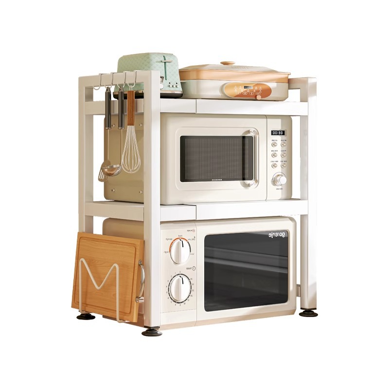 Estante de cocina retráctil, estante para horno microondas, encimera de doble capa para el hogar, soporte de almacenamiento para olla arrocera de escritorio