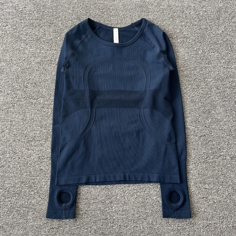 Lulu Fitness Top Round Neck Training Clothes Breathable High Elastic Sports Running Quick-drying Yoga Clothes Long Sleeve T-shirt Women