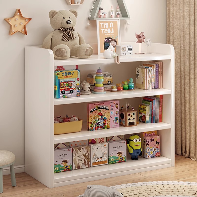 Estante para libros ilustrados de madera maciza Estante para niños Área de lectura para el hogar Estante de almacenamiento de juguetes Estante para libros para bebés Estante de almacenamiento simple Gabinete bajo