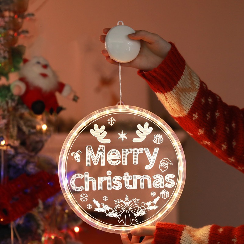 圣诞节装饰灯彩灯家用圣诞树灯饰led氛围吸盘灯阳台室内布置挂灯