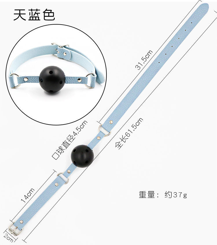 Jiuai SM Oral Ball Gag with Ribbon Tie, Leather and Metal Restraint for Adult Couples — detail image 5