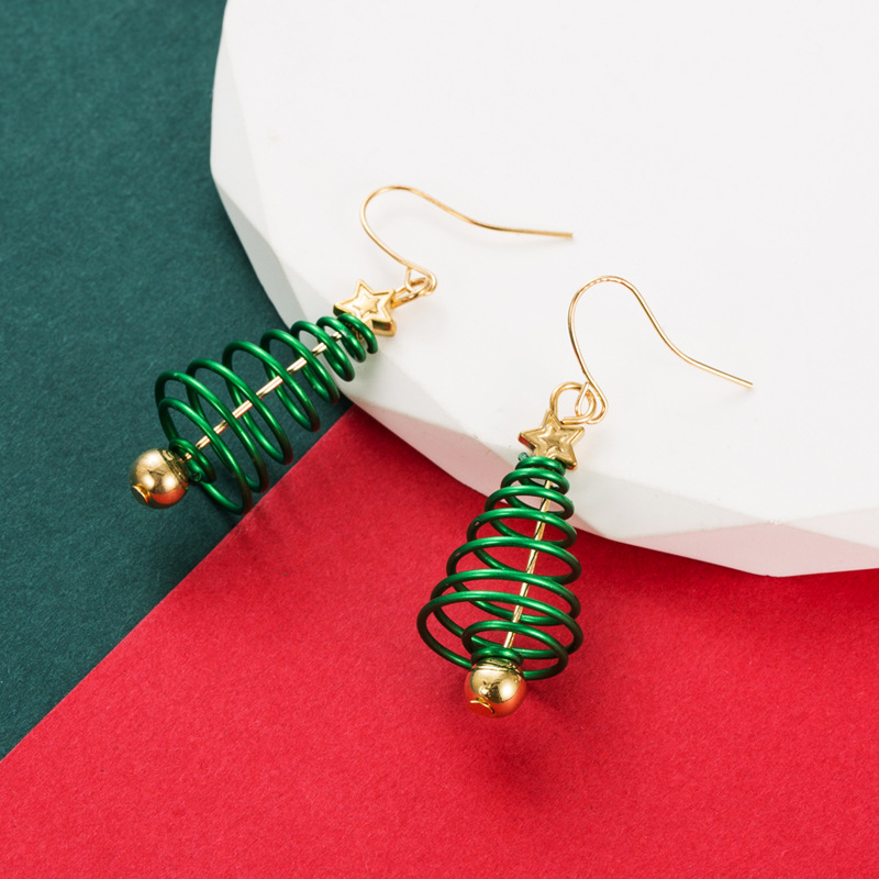 1 Pair Fashion Christmas Tree Enamel Alloy Drop Earrings display picture 3