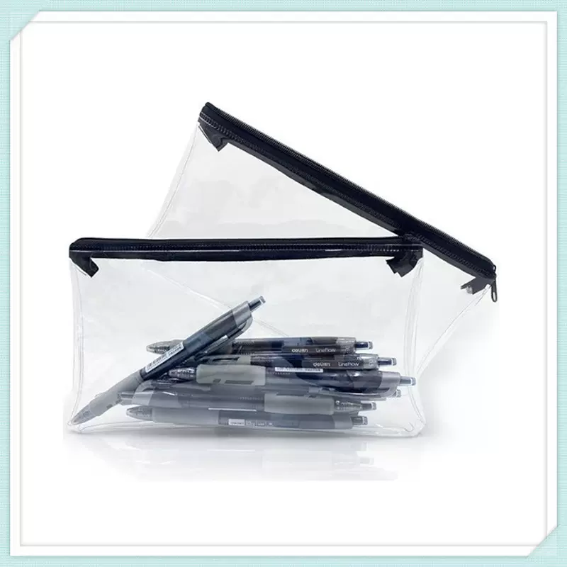 A5透明笔袋 PVC文具袋学生圆珠笔铅笔袋防水多功能拉链收纳袋笔盒