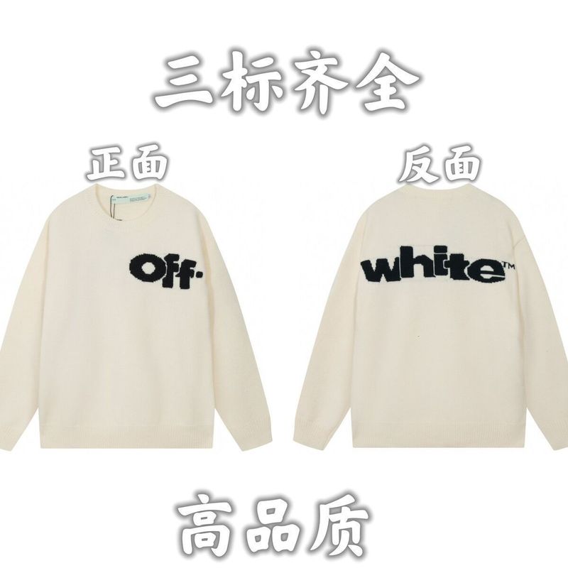 文字ジャカード総柄ロゴ入りラウンドネックニットウールセーター 男女兼用 カジュアルトップス 長袖 厚手 暖かい|undefined