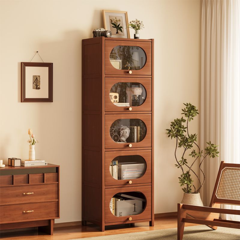 Bookshelf Storage Rack, Floor-Standing Bookcase, Storage Cabinet, Integrated Wall-Mounted Storage Cabinet, Solid Wood Dust-Proof Display Cabinet with Doors