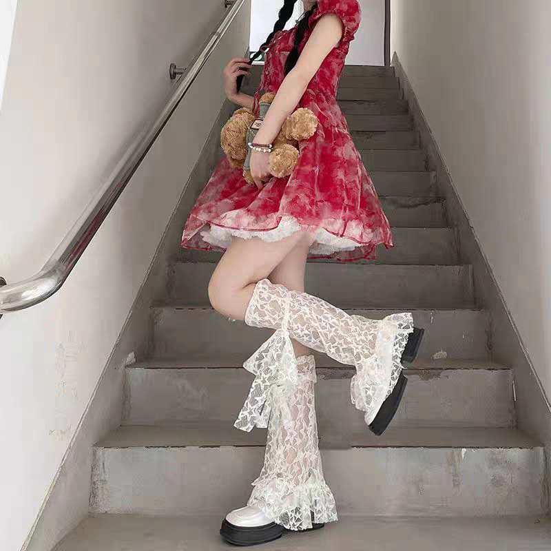 Y2kレースlolitaスタッキングソックス夏亜比風文化星ストラップ足カバー甘いクールなギャル靴下カバー|undefined