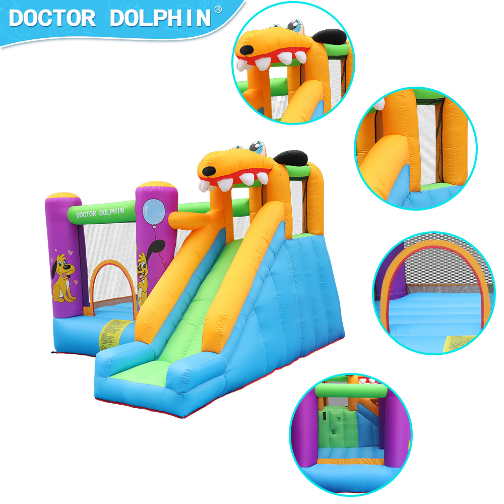 Doctor Delfín | Castillo inflable infantil para fiestas al aire libre, castillo para casa, trampolín, tobogán combinado, tobogán inflable pequeño