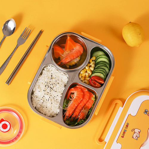 304 stainless steel insulated lunch box, special canteen lunch box for primary and secondary school students, compartmented dinner plate for office workers