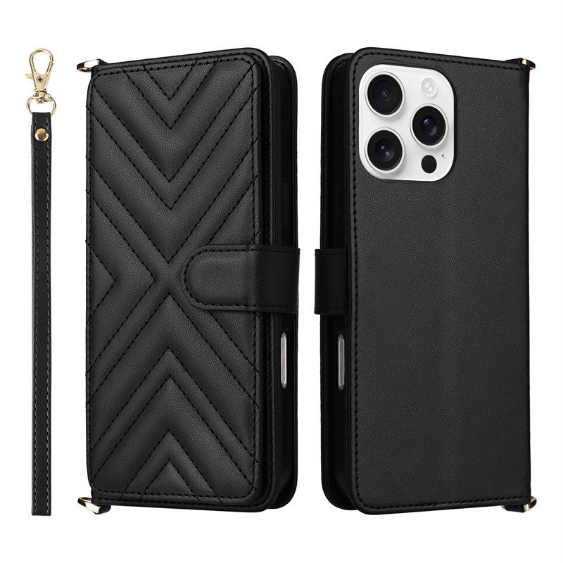 Étui portefeuille en cuir multifonction avec porte-cartes pour iphone 16 pro max_voghion.com