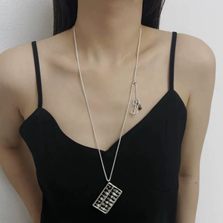 吴昕同款帐房先生算盘吊坠项链女小众气质百搭高级感锁骨链毛衣链