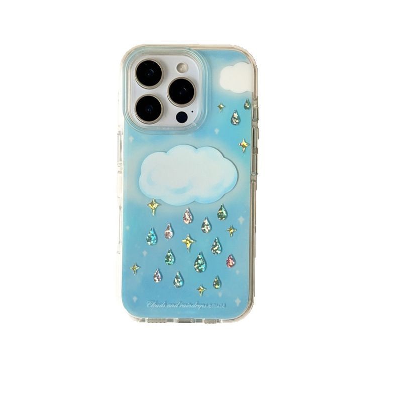 Difuminado diamante de imitación azul gota de lluvia-airbag de borde redondo kf