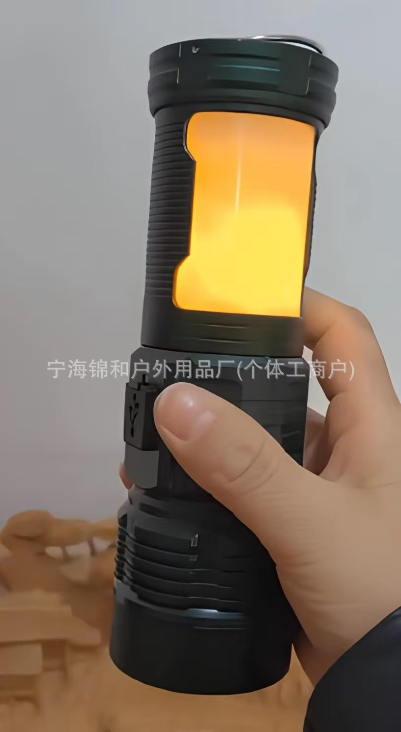 Cross-border multifunctional white laser portable high-intensity digital display zoomable rechargeable three-light source camping lantern flashlight