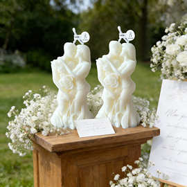 情人节拥抱情侣造型香薰蜡烛diy创意摆件浪漫礼物婚礼布置伴手礼