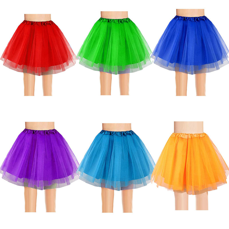 Amazon Hot Sale Solid Color Mesh with Liners 4 Layers Adult TUTU Half-length Gauze Skirt Dance Performance Tutu Skirt