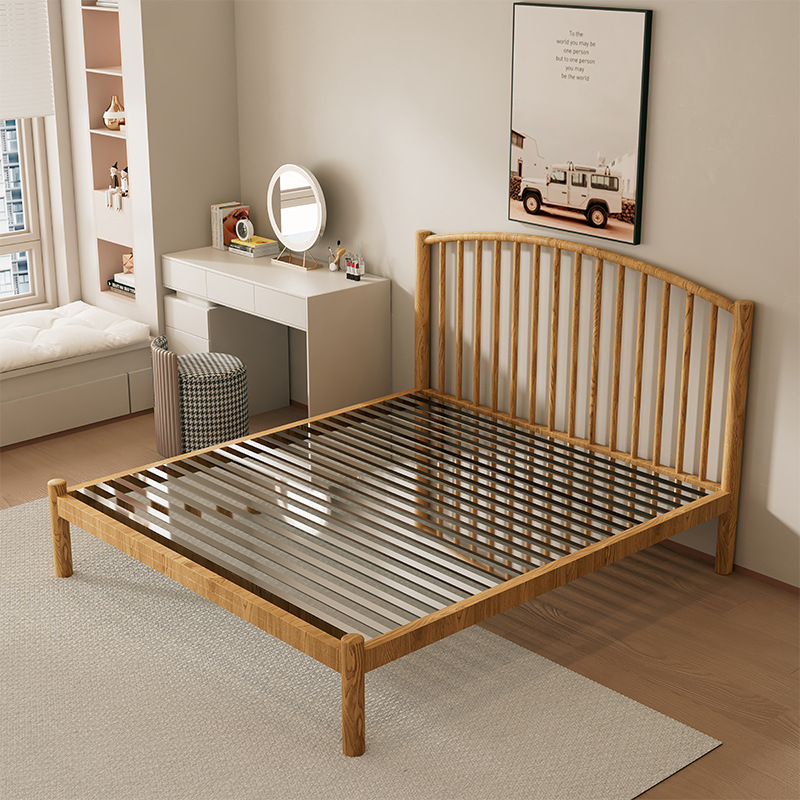 Soft curved bedside oak color + stainless steel bed board