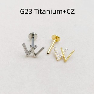 G23钛合金双V锆石人体穿刺穿孔饰品唇钉唇环人中钉耳蜗钉耳骨钉-阿里巴巴
