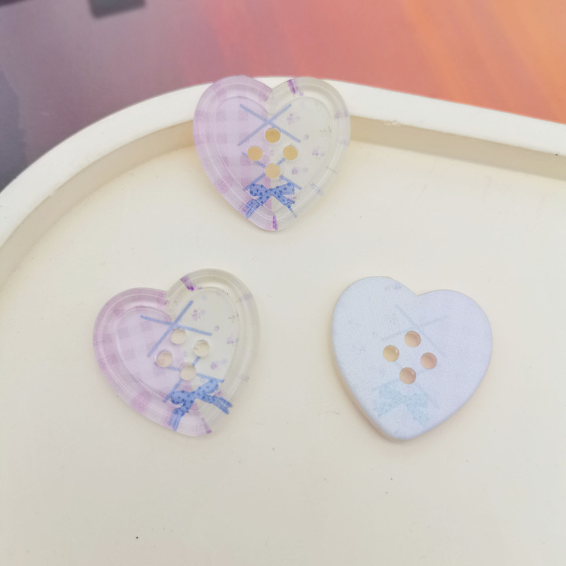 新しい 4 穴透明愛プリントボタンジュエリーアクセサリー diy 衣類ボタン携帯電話ケース下駄アクセサリー|undefined