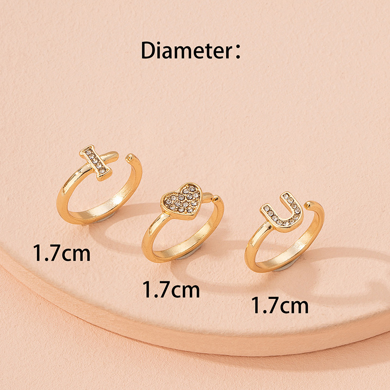 South Korean Diamond Letter Love Valentine's Day Ring Set Simple Fashion Alloy Ring display picture 4