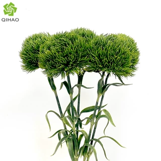 定制高品质仿真绿石竹人造花婚礼婚庆花森系装饰绿毛球仿真花批发