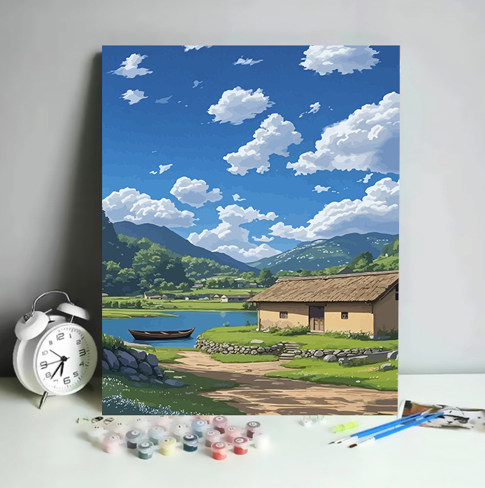 デジタル油絵 diy 手描き風景花宮崎駿手描き装飾絵画工場卸売油絵|undefined
