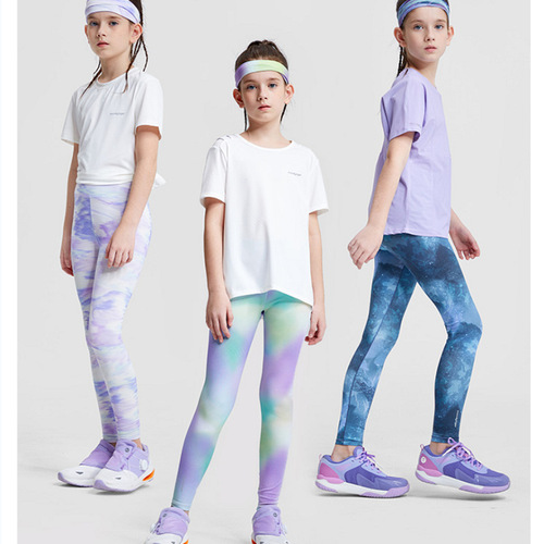 Summer thin sunscreen ice silk lightweight breezy thin girls' children yoga pants outdoor sports fitness quick-drying breathable
