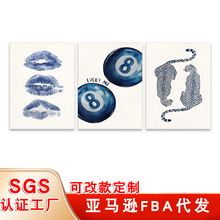 亚马逊热销学院风卧室挂画复古8球海报蓝色猎豹印花客厅装饰画