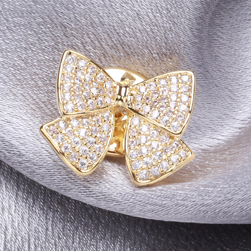 Elegant Glam Bow Knot Copper Plating Inlay Zircon Women's Brooches display picture 4