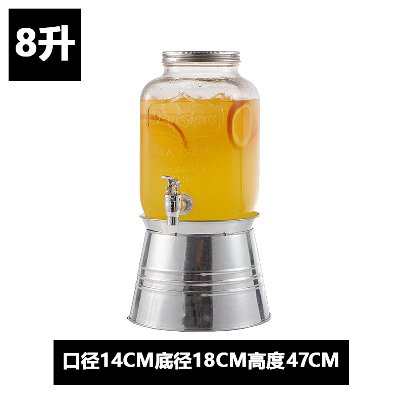 Frasco de vidrio con grifo Cola cubo fruta té jugo cóctel tarro vino barril enzima hervidor frío gran capacidad hogar