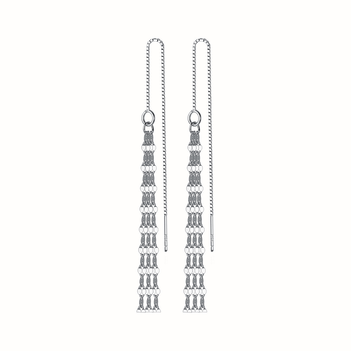 Eloch Pie Silver 990 bordilla labial piezas de orejas líneas de viento temperamento simple pendientes largos perfumes de orejas M02947