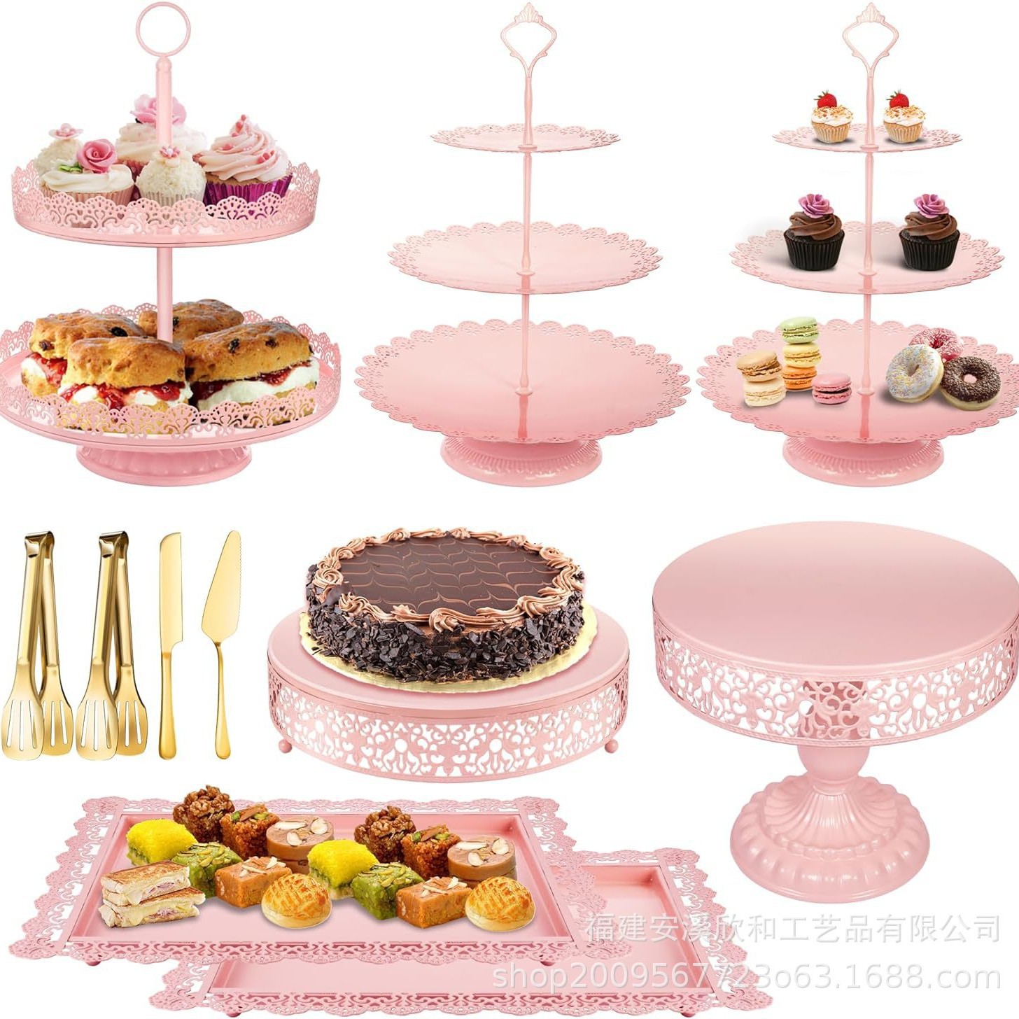 Creativo estilo europeo oro hueco estante de pastel de boda props mesa de postres decoración de postres tienda de postres refrigerio combinación de estante de pastel