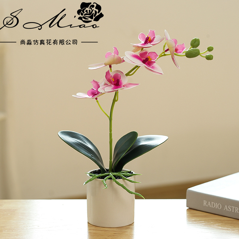 Flores artificiales con textura de película impresa en 3D, bonsái de orquídea Phalaenopsis, adornos creativos, flores artificiales directamente del fabricante, plantas artificiales en maceta image 10