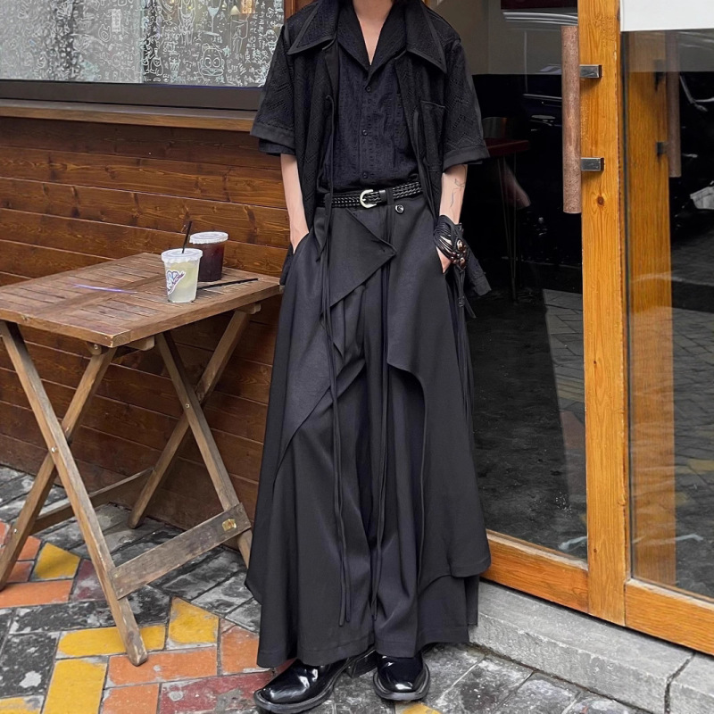 日系复古小众裁片拼接设计慵懒禁欲垂感西裤休闲西裤长裤子男跨境|undefined