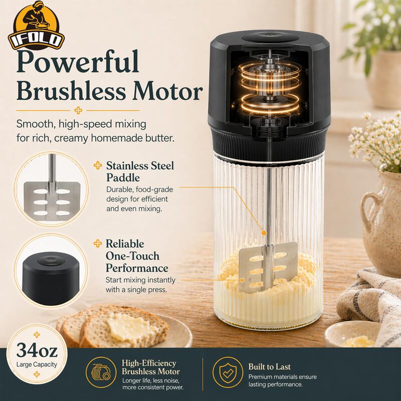 Cross-Border Popular Electric Butter Mixer for Kitchen Use with Brushless Motor and Multi-Functional High-Speed Blender