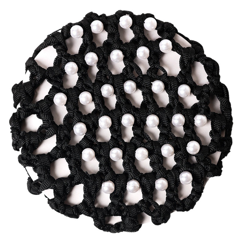 New pearl hair net dance performance net flower professional hairpin hand crocheted head flower coil hair net pocket hair accessories