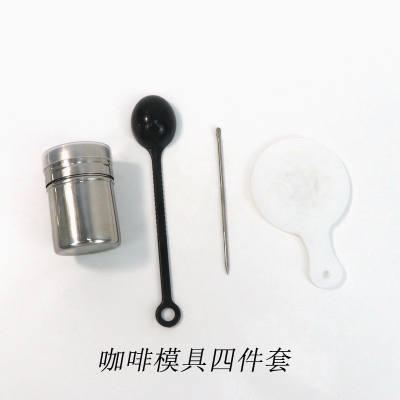 Individual 304 esparcidor de polvo de acero inoxidable 16 guirnalda de café molde modelo de impresión cuchara de café de plástico fábrica