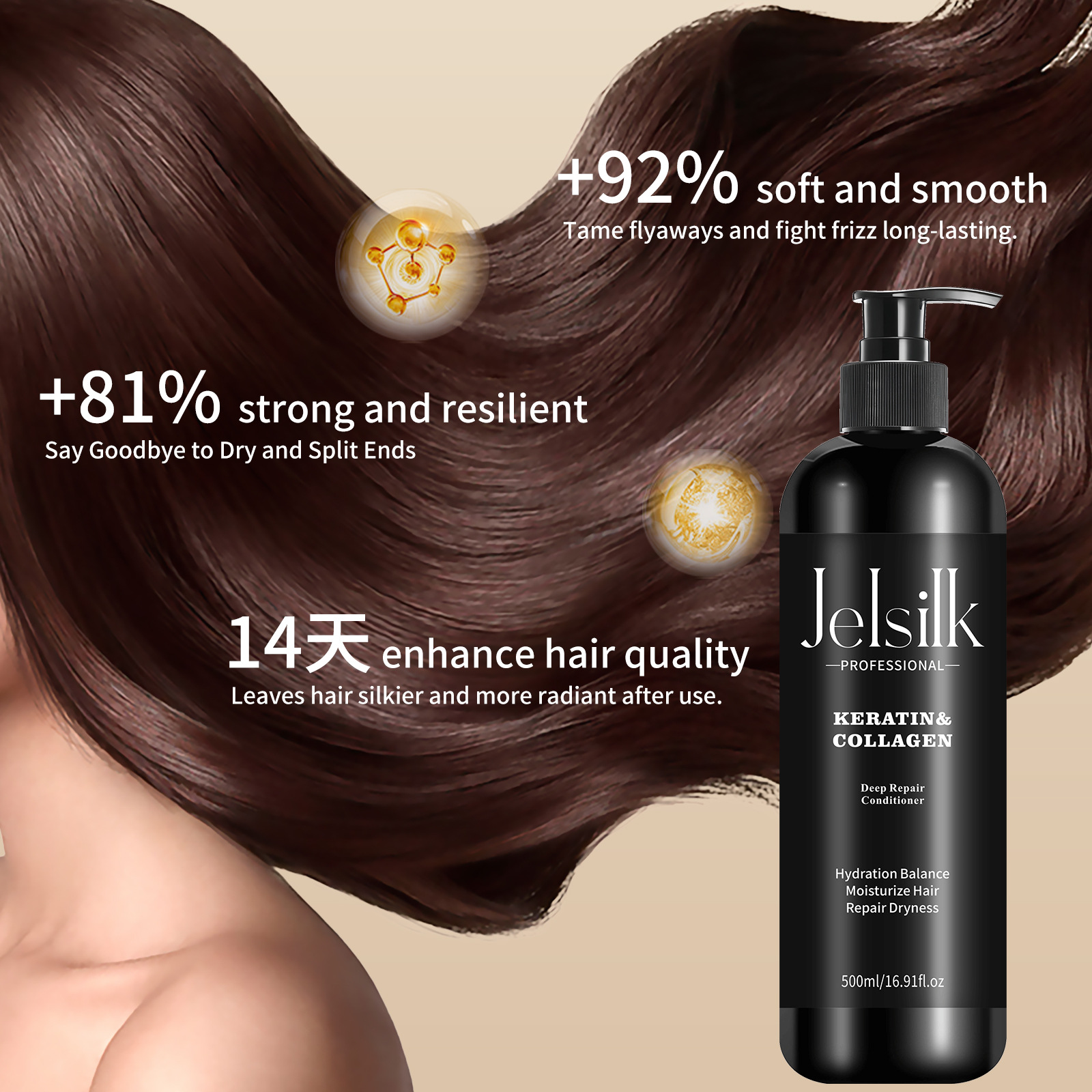 (Cross-border trading), collagen, organic conditioner, revitalizing quality hair locks for men and women, smooth hair effect