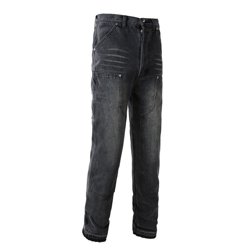 Herrenbekleidung Arbeitskleidung Holzfäller-Jeans im Multi-Pocket-Stil mit tiefen Taschen und weitem Bein, gerade, lockere Jeans ohne Stretch_voghion.com