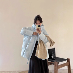 超轻泡芙韩版羽绒棉服女2025年学院宽松连帽中长款百搭棉衣外套